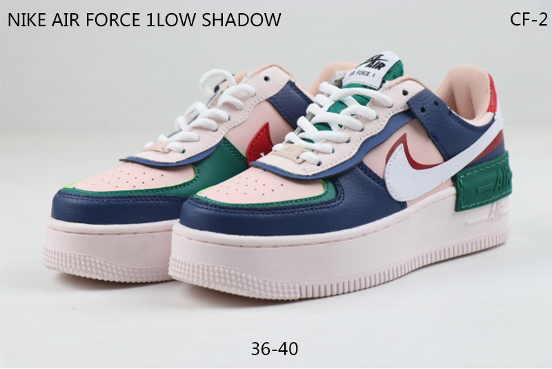 2020 Nike Air Force I Low Shadow Pink Blue White Green Shoes For Women